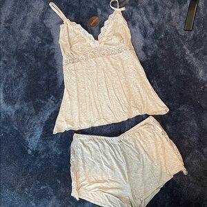 Lace Trim Sleepwear Set in Gray